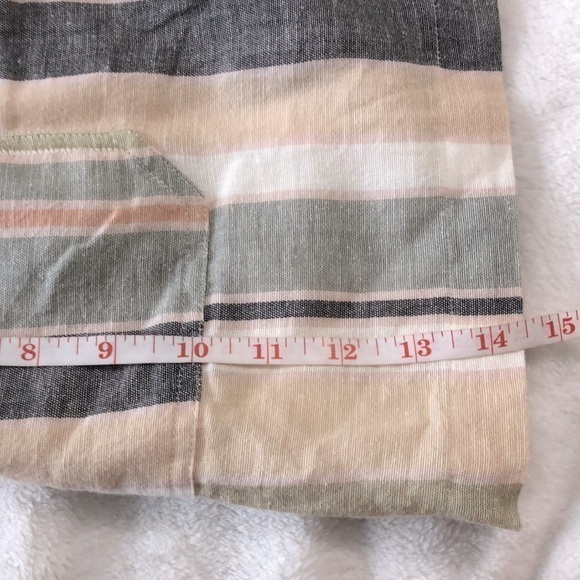 American Eagle || “Paper‎ Bag” Stripe Linen/Cotton Blend, High Waist, Mini Skirt - Picture 7 of 9